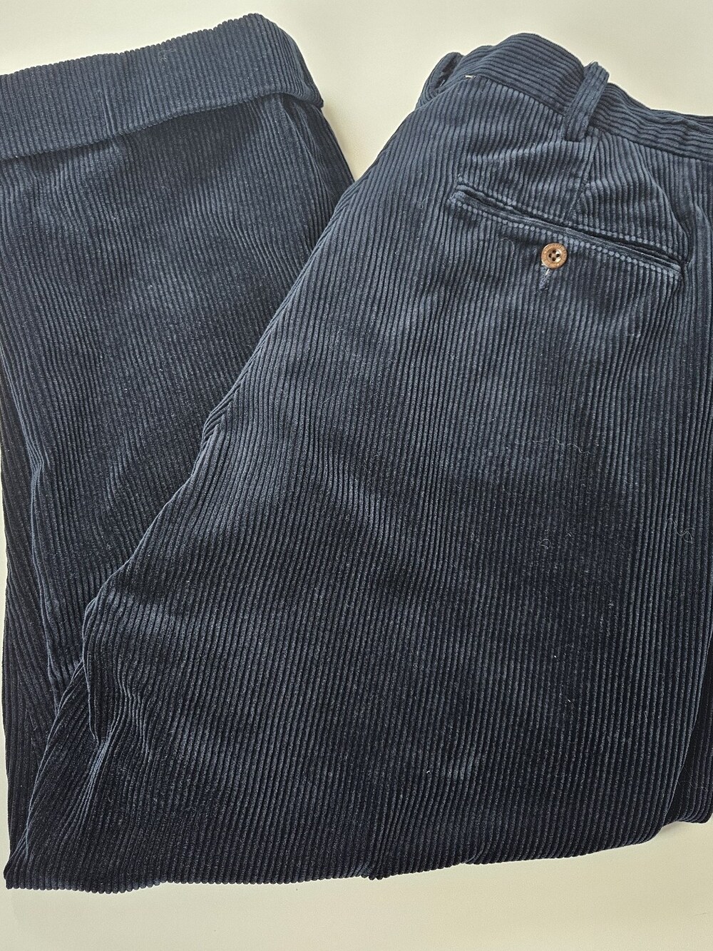 Vintage Polo Ralph Lauren Pants Mens 36x28 Navy Corduroy Pleated Straight Baggy